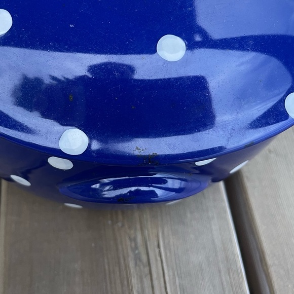 Spode Baking Days 2 Qt Round Covered Casserole Pot Lid Blue White Polka Dot - Picture 7 of 14